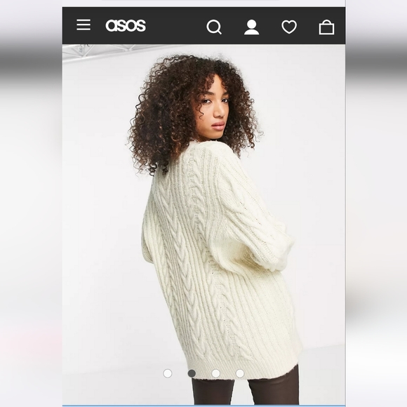 NEW Reclaimed Vintage inspired cable knit cardigan in cream Size 2 - Picture 2 of 5